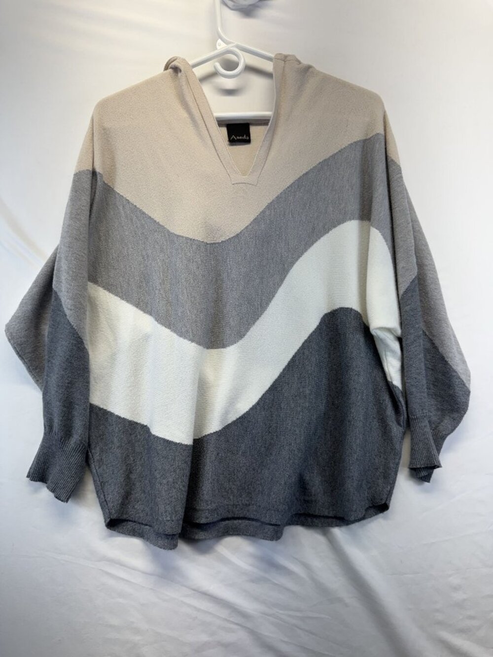 Aaeda Women's Knit Hoodie Sweater Wavy Pattern Sz L